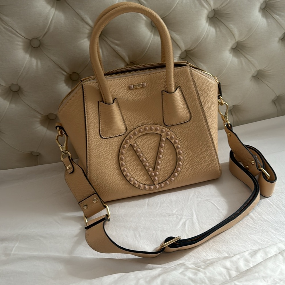 Valentino By Mario Valentino Minimi Rock Leather Satchel, White